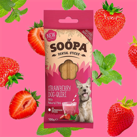Soopa Dental Sticks - Strawberry Dog-Quiri - Puppy Village.nl