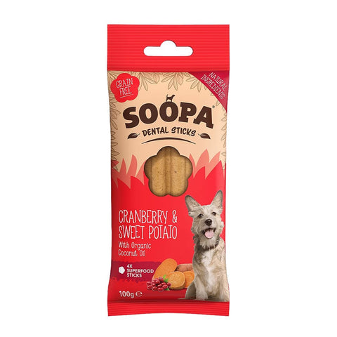 Soopa Dental Sticks - Cranberry & Zoete Aardappel - Puppy Village.nl