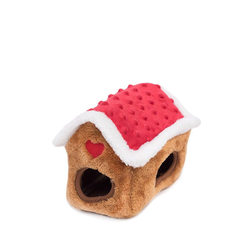 ZippyPaws Holiday Burrow - Gingerbread House - Puppy Village.nl