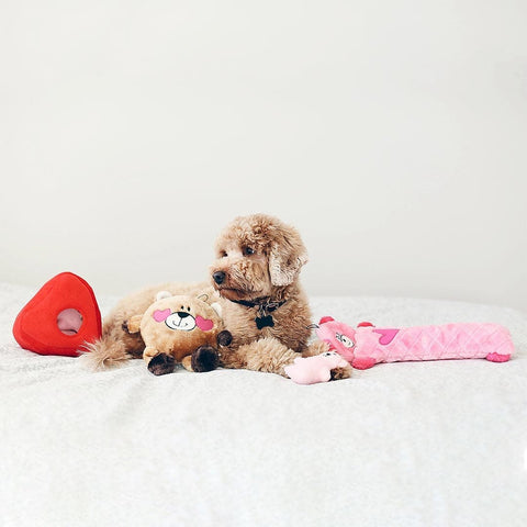 ZippyPaws Valentine's Jigglerz - Pink Bear - Puppy Village.nl